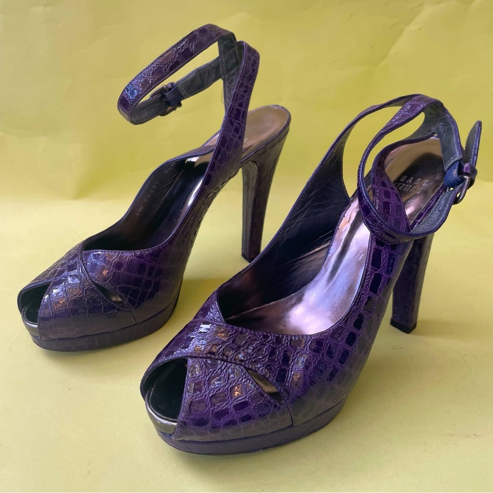 Stuart Weitzman purple leather heels